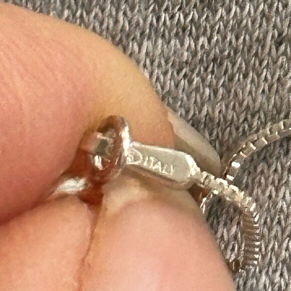 925 Silver small heart pendant with July (red) birthstone with chain - Picture 6 of 6